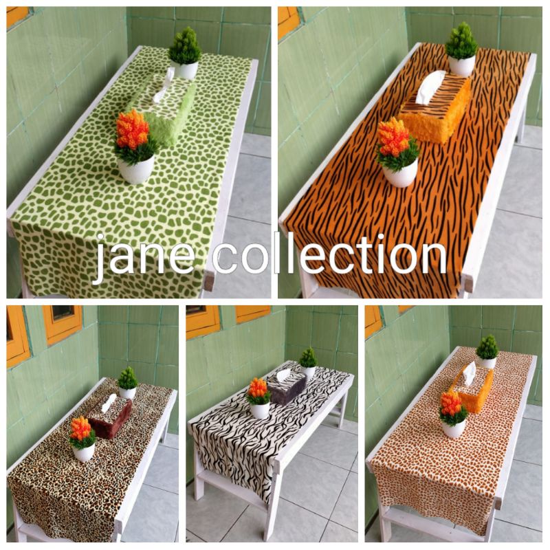 taplak meja bulu motif leopard motif belang motif hewan