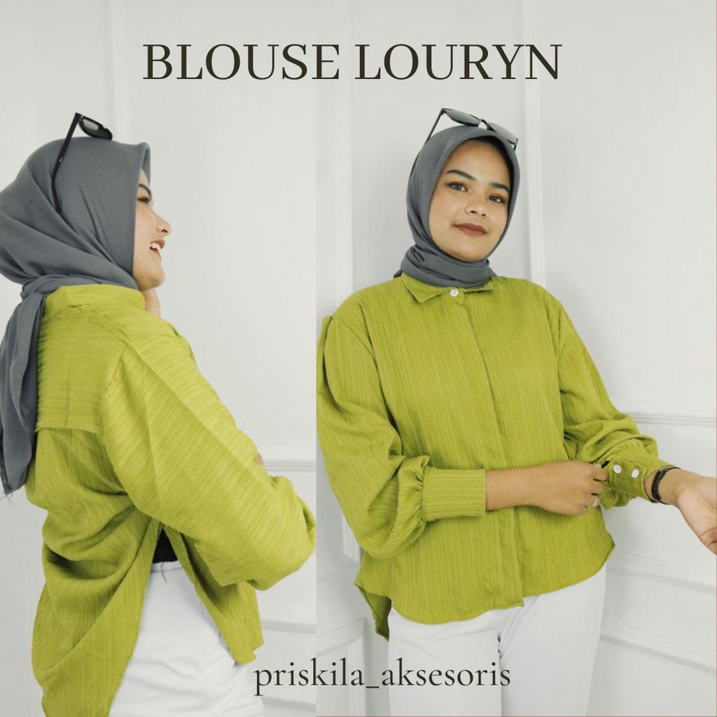 BLOUSE WANITA LUORYN SHIRT BAHAN LADY CRUSH MOTIF POLOS UKURAN M L XL XXL LD 104 -120 CM BLOUSE WANITA  KOREA STYLE LENGAN PANJANG BLOUSE LADYCRUSH LENGAN BALON BAJU KEMEJA WANITA OVERSIZE BAJU WANITA BUSUI KEKINIAN