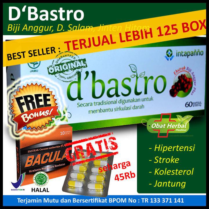 Termurah - Obat Herbal Jantung, Stroke, Kolesterol, Hipertensi D'Bastro 60 Kpasul