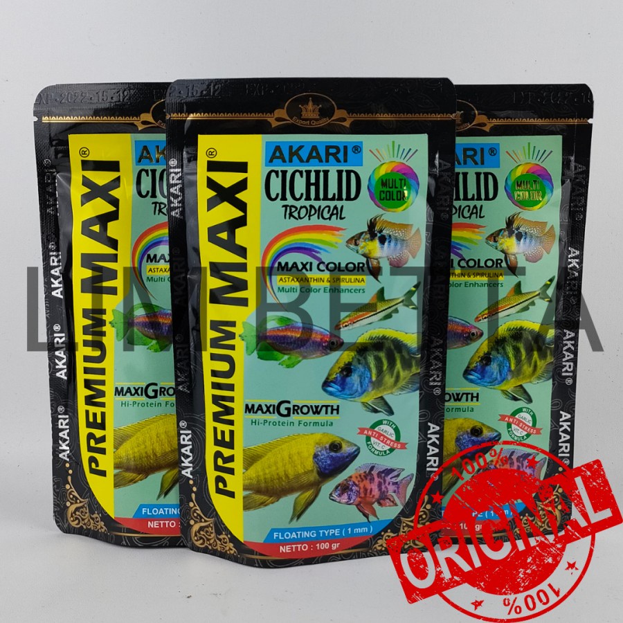 AKARI PREMIUM MAXI 100 GRAM FOR CHICLID / MAKANAN IKAN CHICLID