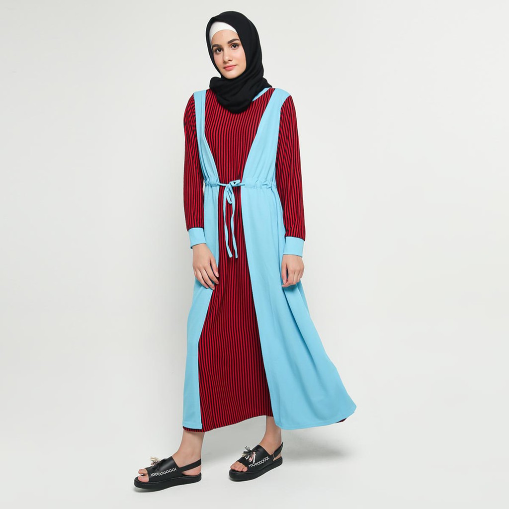 Long Dress Gamis maxi Wanita Muslim kombinasi warna - XSHOP Chessy