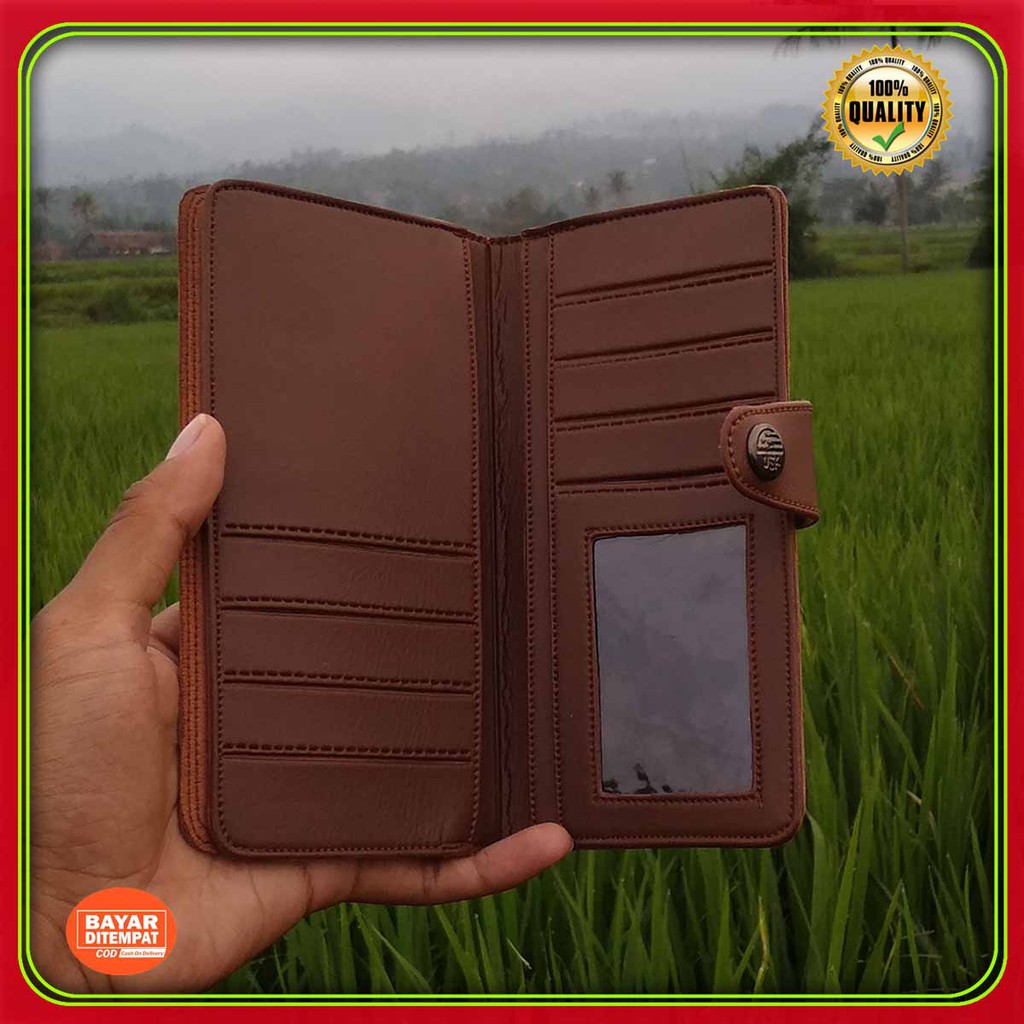 Best seller DOMPET KULIT PRIA amt panjang kancing KULIT sintetik