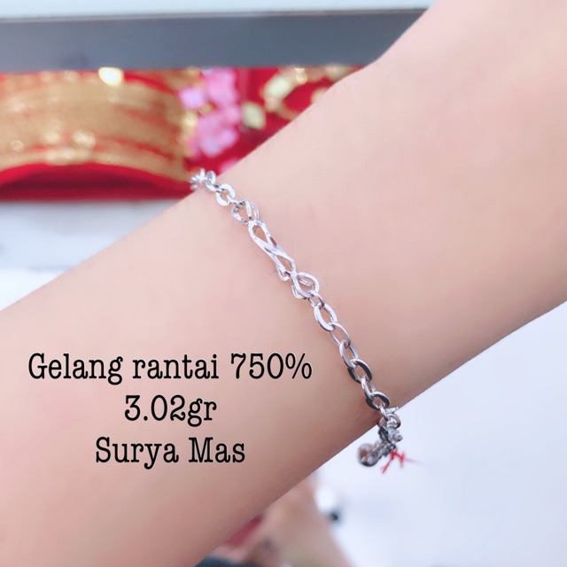 Gelang rantai emas 750%
