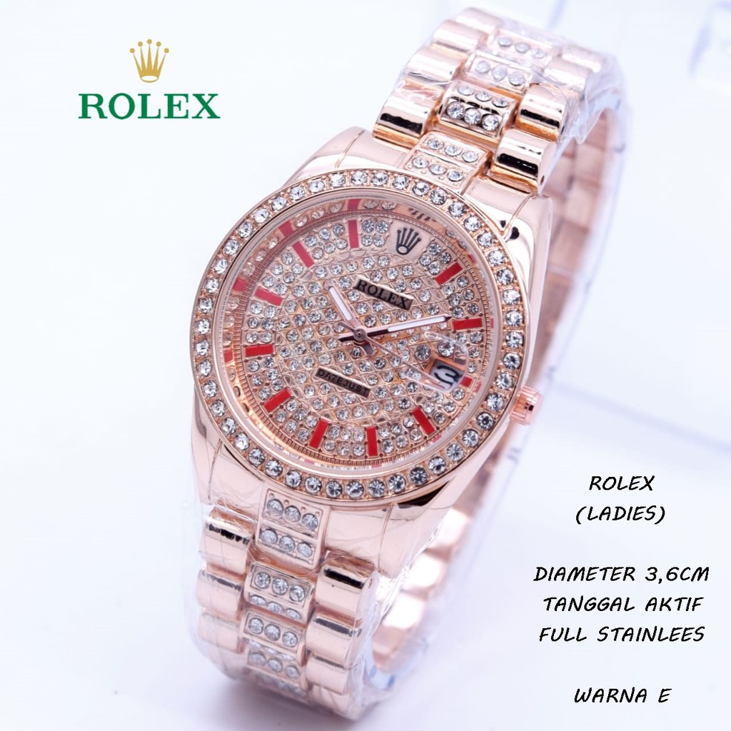 JAM TANGAN WANITA ROLEX RANTAI DIAMOND TANGGAL AKTIF