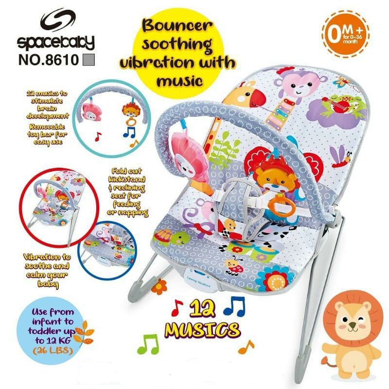 Bouncer Bayi Space Baby 10in1 Rocker ZX 1803 Space Baby SB 8630 SB 8610 / Mastela Prime Rocker 10in1 Baby Bouncer-SPACE 8610 - Grey