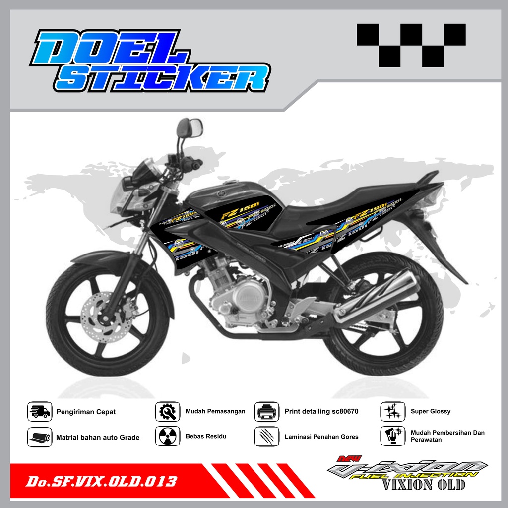 STICKER STRIPING VIXION OLD LAMA - STICKER STRIPING VIXION OLD LAMA 2008-2012 VARIASI HOLOGRAM/PELANGI , CROME DOEL 013