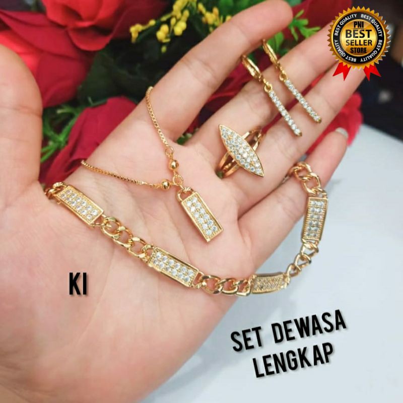 Set perhiasan xuping wanita dewasa lengkap Mewah dan Elegan bahan lapisan emas gold