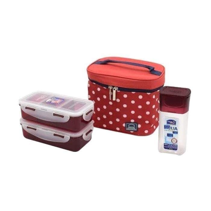 

Lock n lock exclusive dotted lunch box kotak makan biru isi 3