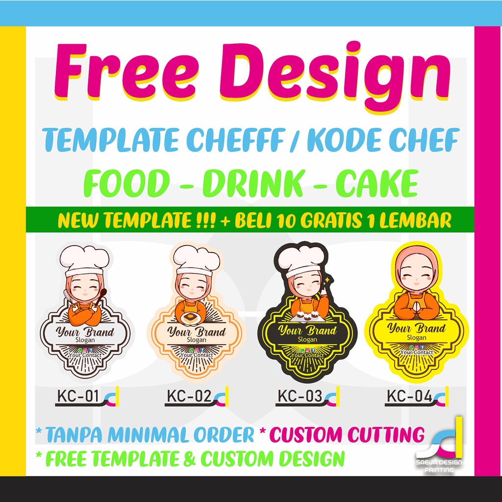 

Cetak Stiker Label Makanan / Label Kemasan Free Design + Custom Cutting