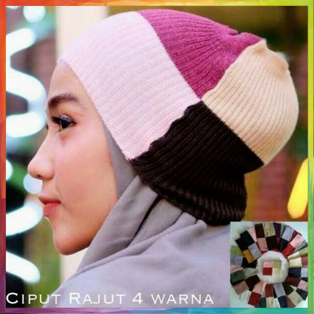 Bandana Ciput rajut 4 warna dalaman kerudung anti pusing murah