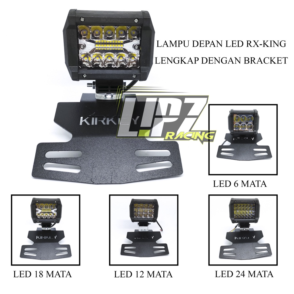 LAMPU HEADLIGHT LAMPU DEPAN LED RX-KING SERIES 6,12,18,24 LED PEARL CAHAYA PUTIH LENGKAP DENGAN PLAT BRACKET DUDUKAN LAMPU KIRKEY