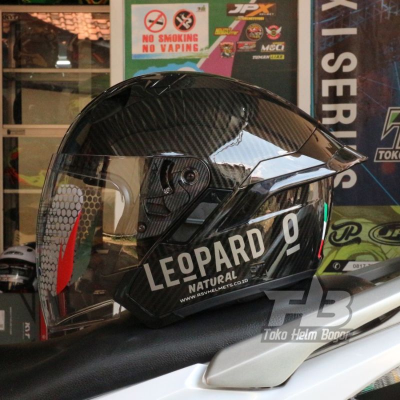 Helm Half Face RSV Cabone Graphic Paket Ganteng Leopard Original SNI