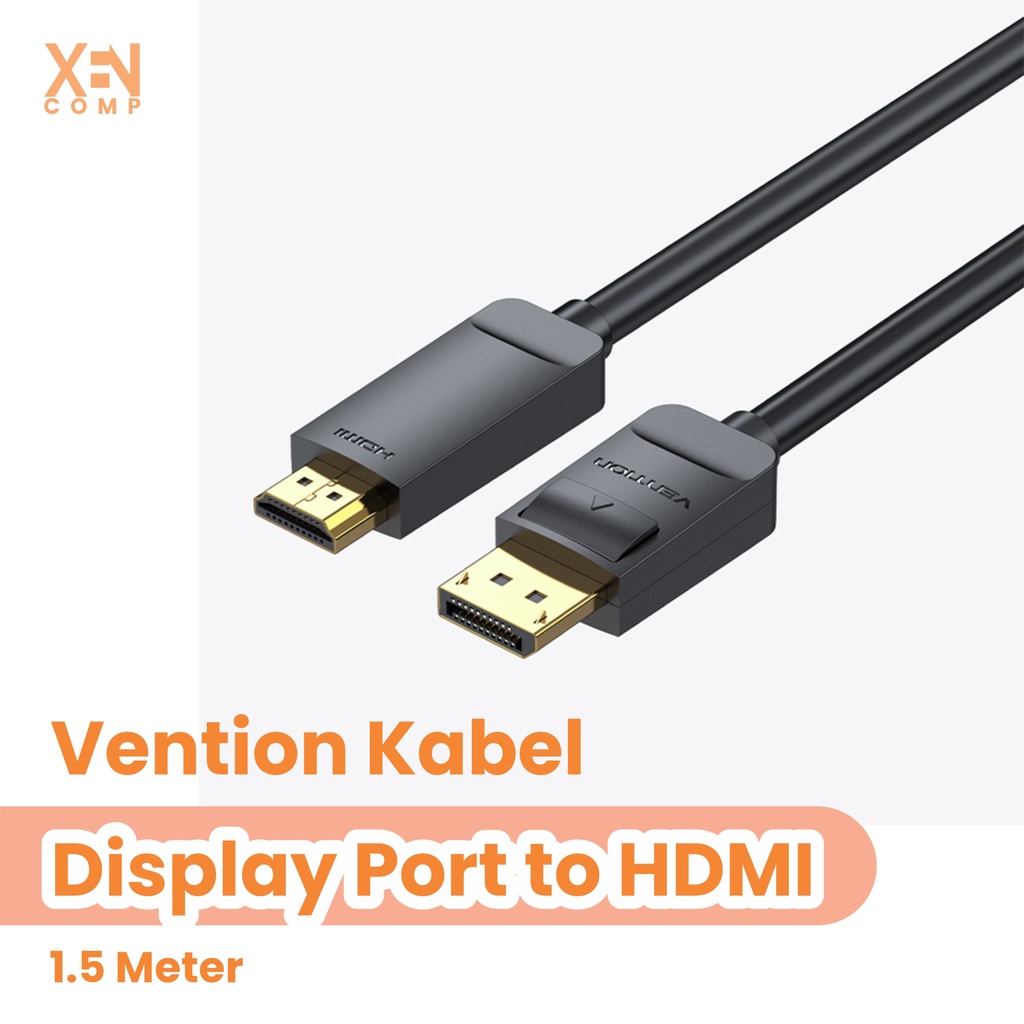 Kabel Display Port DP to HDMI Menghubungkan Laptop ke LCD LED TV Vention 4K 30Hz 1080P HAG  1.5 meter
