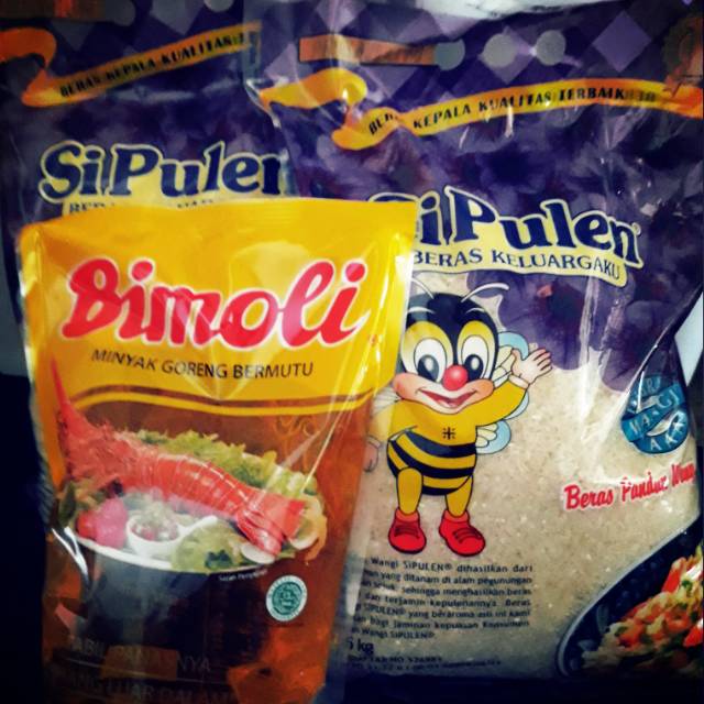 PAKET HEMAT 2×5 KG Beras Pandan Wangi Si PULEN dan Minyak Bimoli 2 Liter.