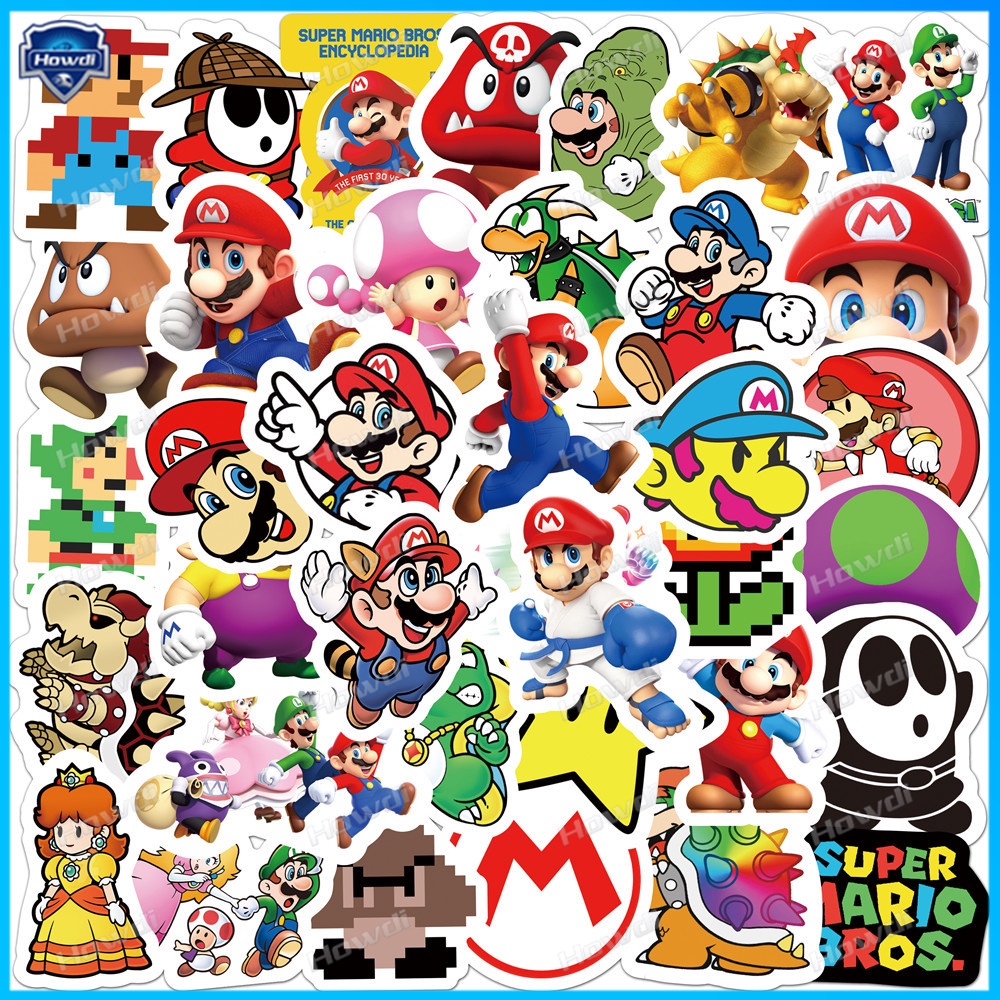 Stiker Motif Kartun Mario Tahan Air Untuk Helm Motor