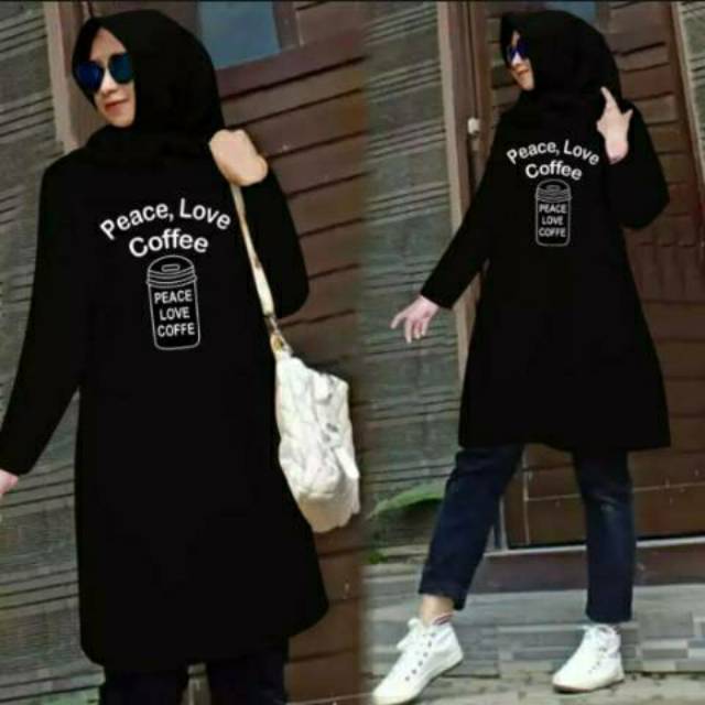 COD TUNIK FASHION MUSLIM PEACE LOVE ATASAN MUSLIM WANITA