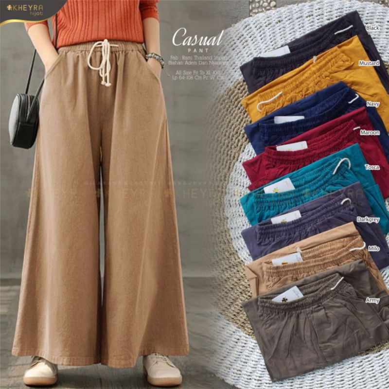 [BISA COD] CASUAL #01 PANTS PREMIUM IMPORT CELANA KULOT WARNA POLOS BAHAN ADEM ALLSIZE FIT TO JUMBO 
