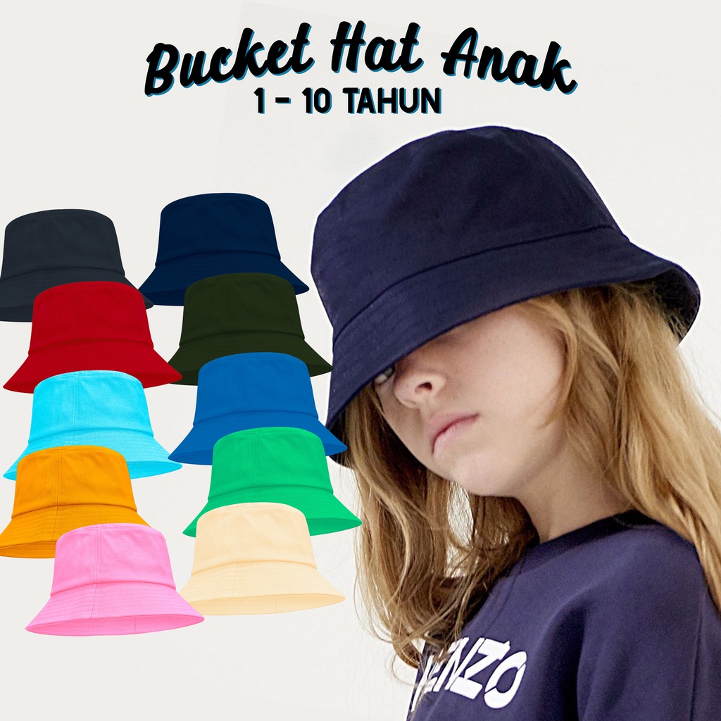 topi anak topi bucket hat anak bahan katun drill oliverkids