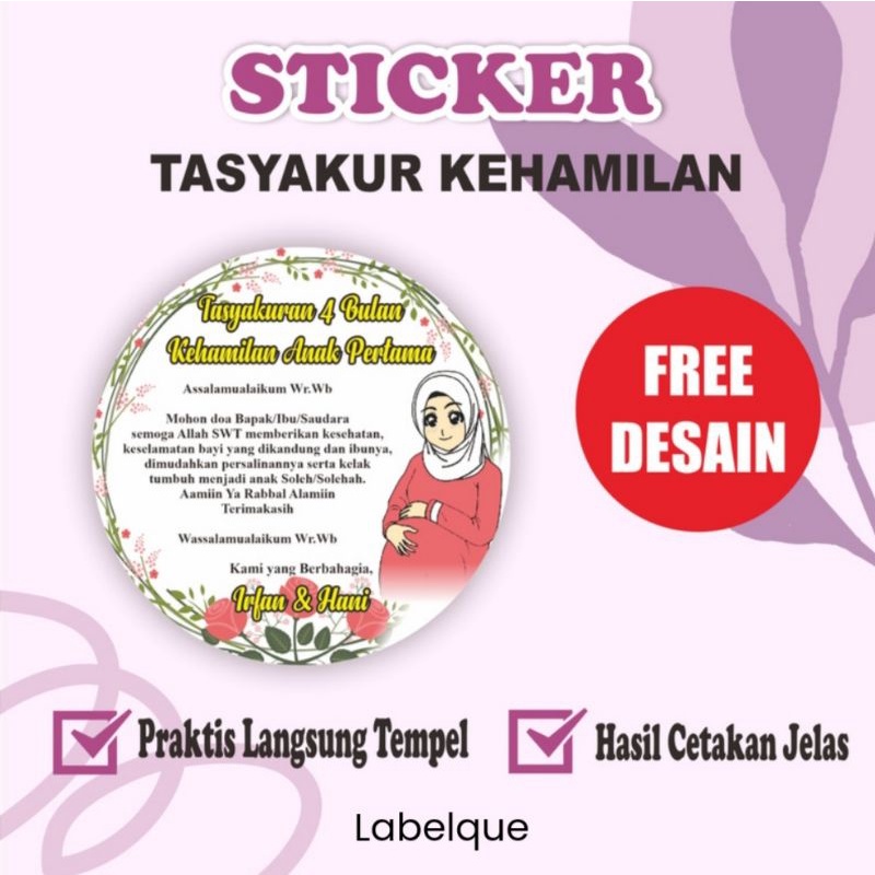 

[TANPA MINIMAL ORDER!!] Sticker Tempel Tasyakuran Kehamilan 4 Bulanan Bumil Stiker Nasi Box 7 Bulanan Bentuk Bulat Untuk Makanan Tasakuran Syukuran