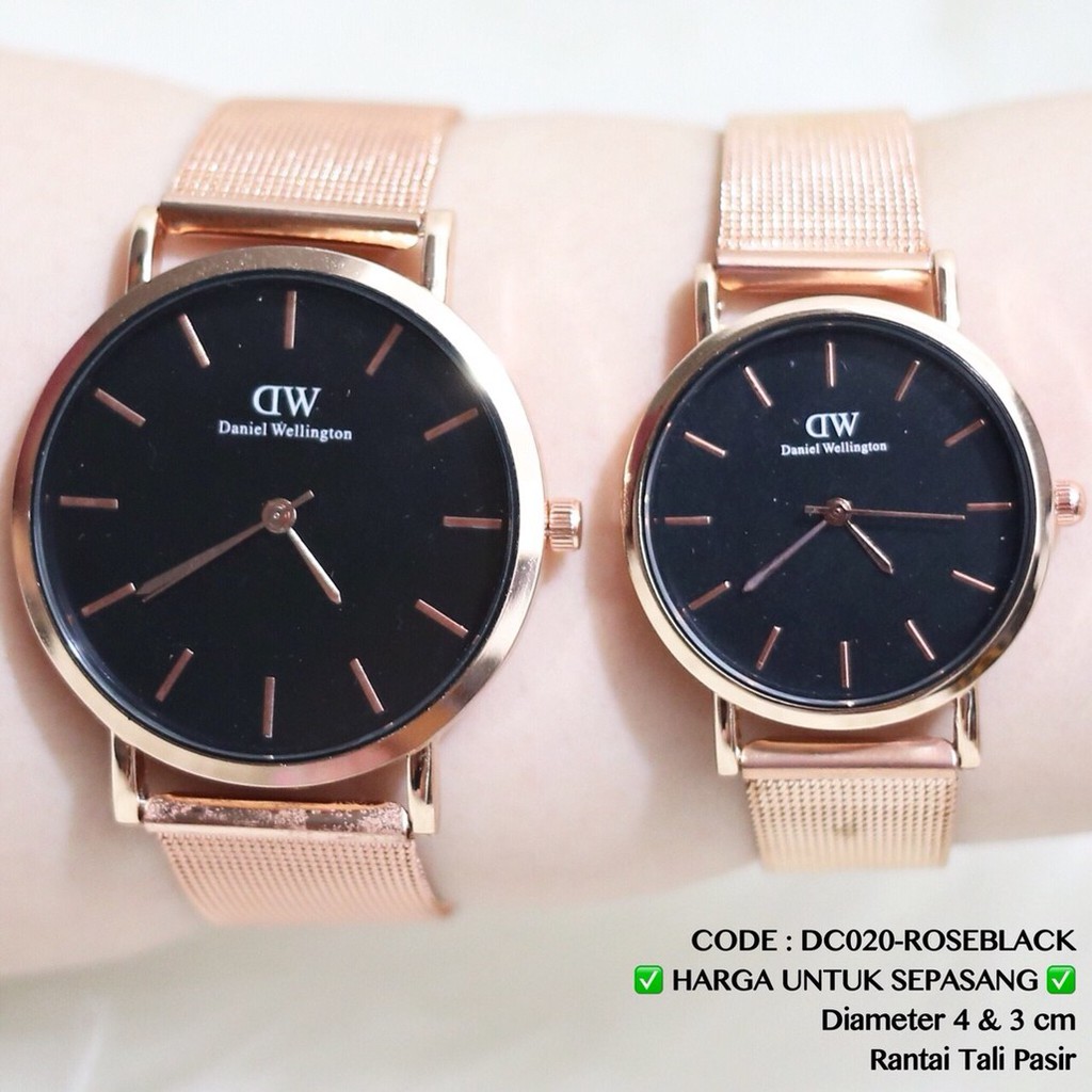 Jam tangan couple pria wanita HARGA SATUAN tali pasir gold free baterai cadangan flash sale DC020