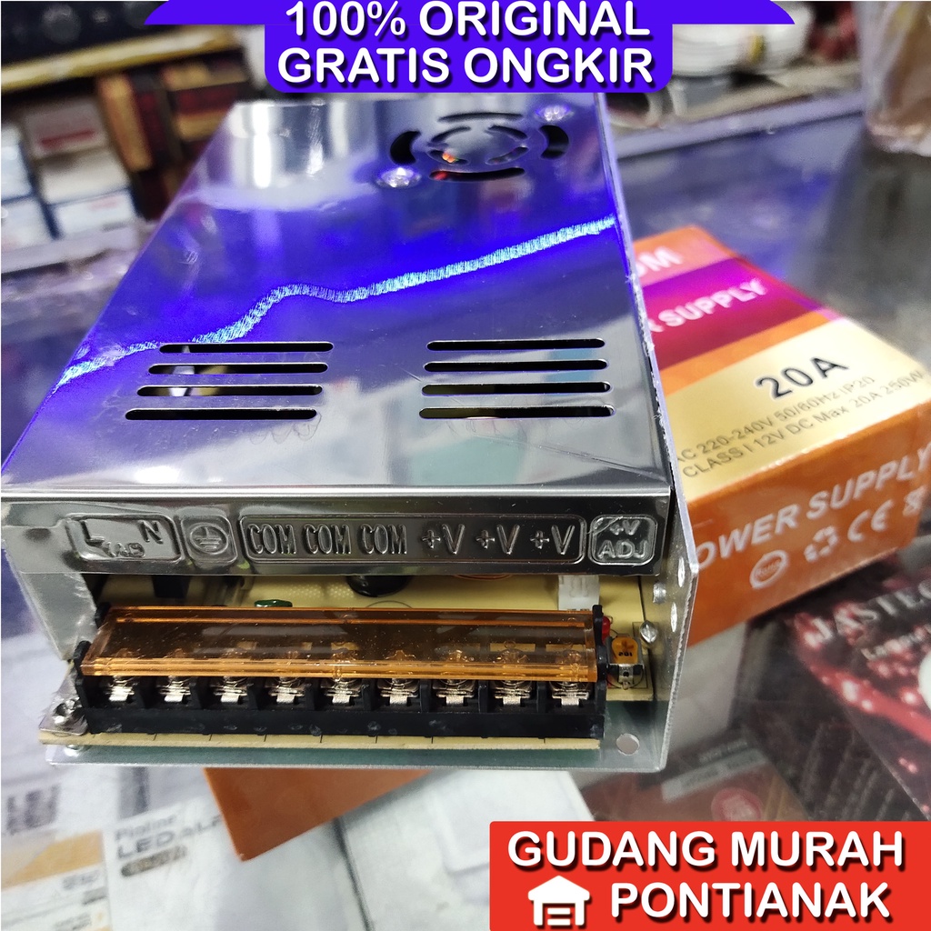 Adaptor 12V 20A power supply cocok untuk LEd strip CCTV dan elektronik 12V lainnya