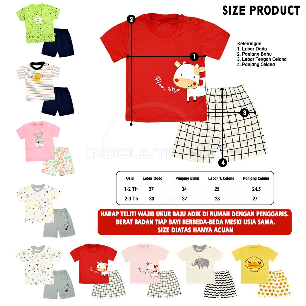 BABY LEON Setelan Baju Anak Lengan Pendek 1-3 Th  Kaos Pendek Celana Pendek GY01 baju anak perempuan