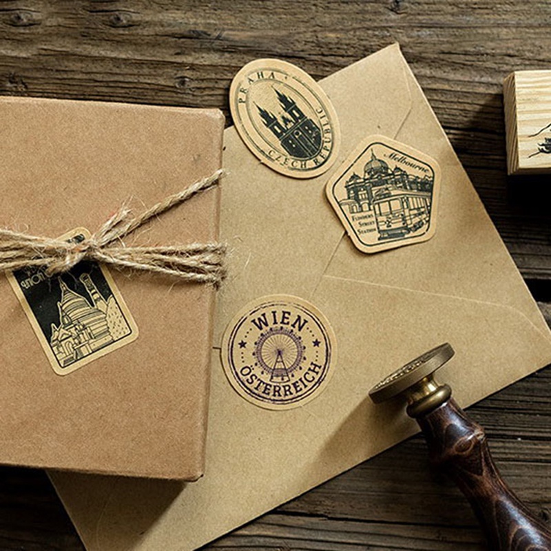 46pcs / Kotak Stiker Kertas Gaya Vintage Untuk Segel Kemasan Hadiah