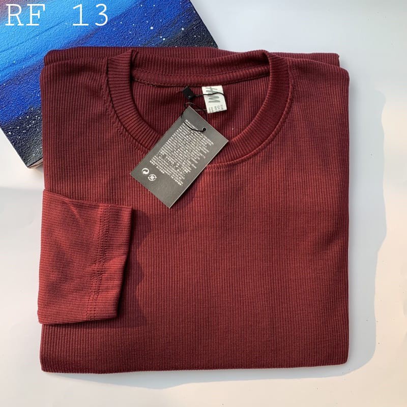 Kaos Rib Premium Wanita Warna MERAH MAROON Lengan Panjang // Kaos Rib Tebal Pria kualitas premium ti