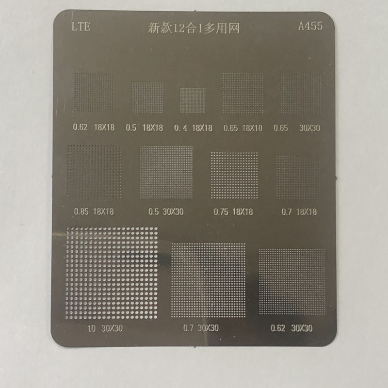 0.3/0.35/0.4/0.5/lubang Paralel Universal Multi Fungsi Tanam Timah Mesh BGA Reballing Baja Hitam Stensil Template