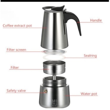 EXPRESSO MAKER MOKA POT STAINLESS 6 CUP COFFEE KOPI.