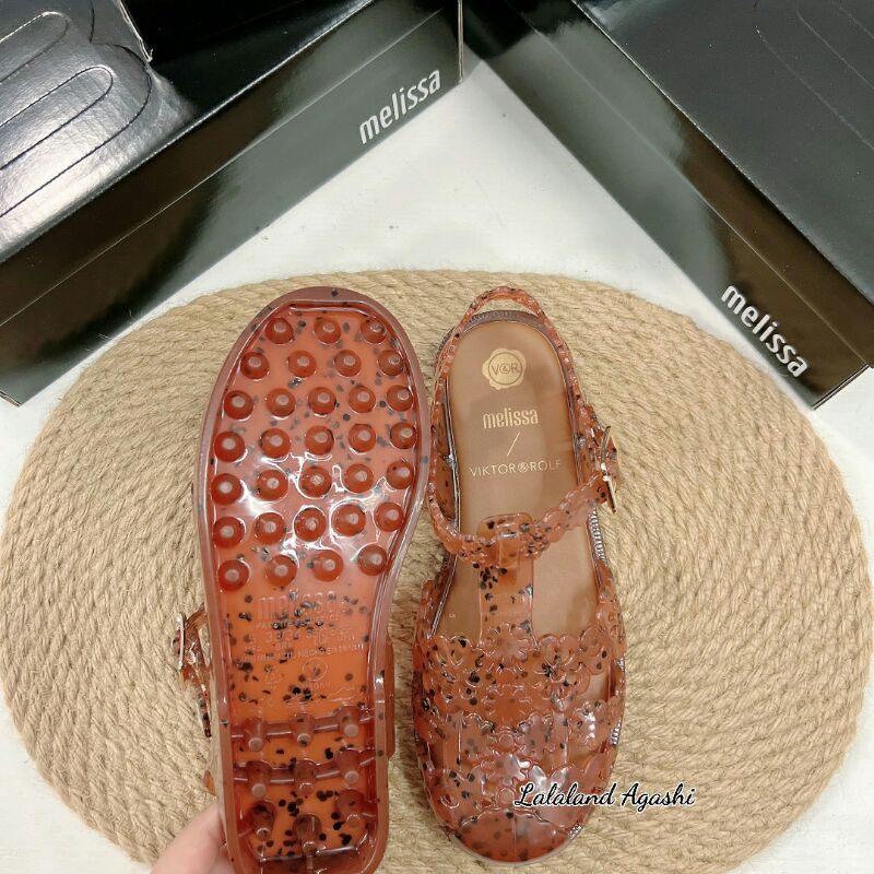 Melissa Possession Lace + Viktor And Rolf Ad Cokelat brown /Melissa possession/Melissa bunga/Sepatu jelly wanita