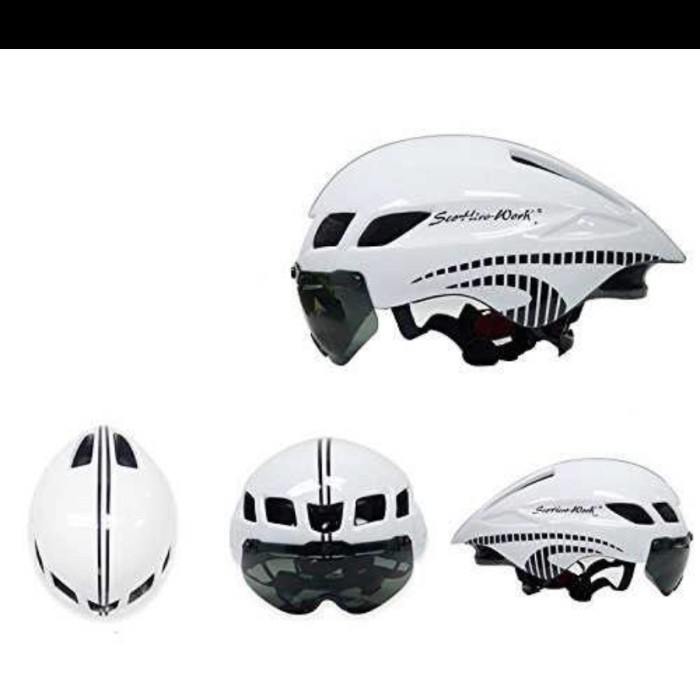 Helm Sepeda Ultra light Scohiro-Work Cycling bike+Goggles TT-3 - Putih