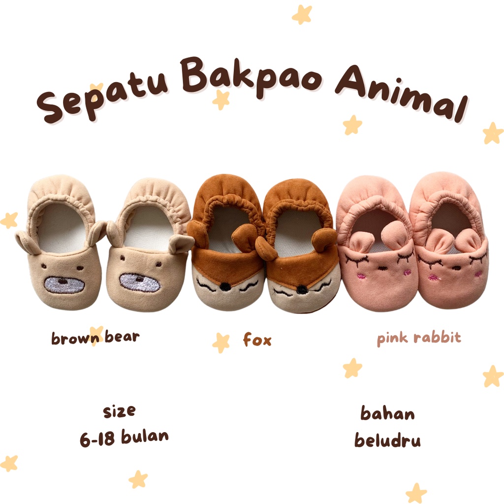 sepatu bakpao anak unisex prewalker anak empuk ANIMAL 6-18 bulan  bayi balita laki laki perempuan