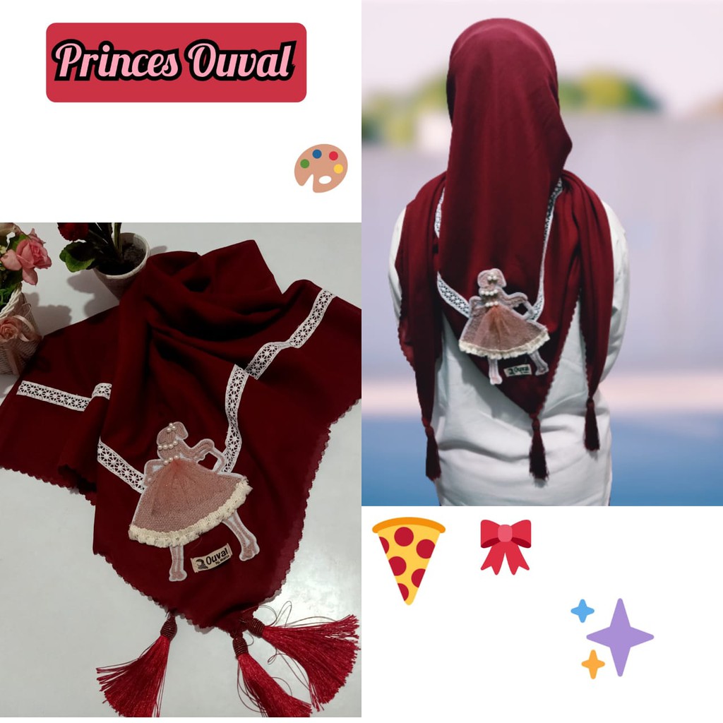 HIJAB SEGI EMPAT OUVAL PRINCES-MAROON