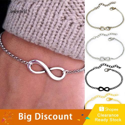 OW Gelang Rantai Liontin Simbol Infinity Bahan Metal Adjustable