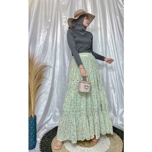 ROK PANJANG WANITA CERUTI / ROK PANJANG MOTIF BUNGA / ROK WANITA IMPORT