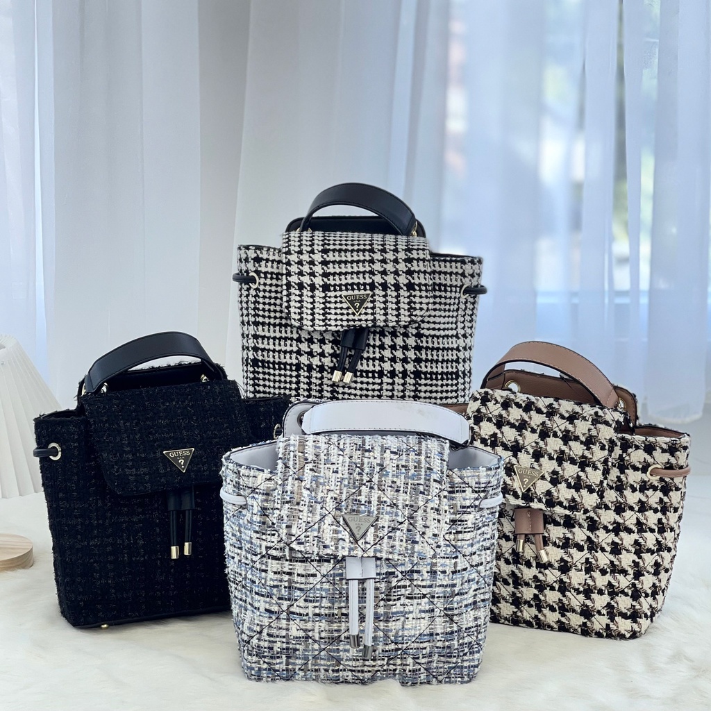 GUESS TWEED BACKPACK TAS RANSEL WANITA 01640 25x10x18