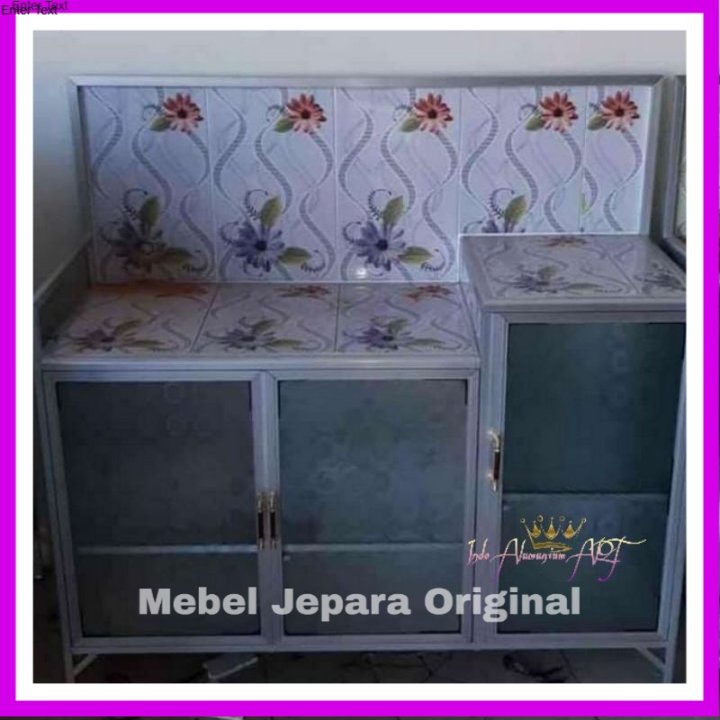 Meja Kompor & Meja Magic Com & Rak Piring Bahan Alumunium Kaca