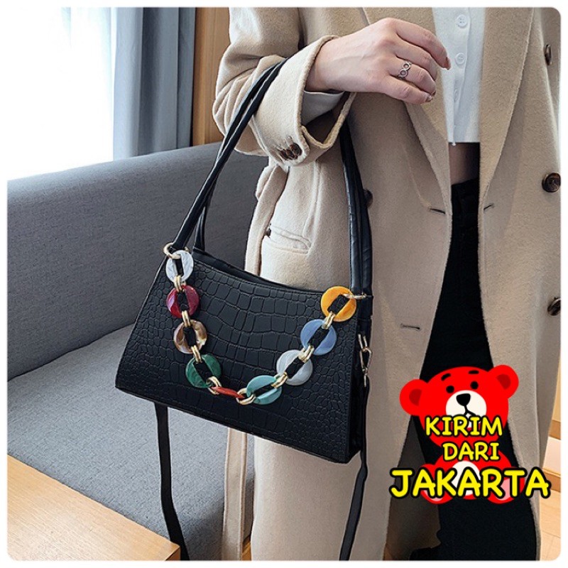 iBAGS 2890 1Kg Bisa 2Pcs Tas Selempang Croco Rantai iBAGS 2890 1Kg Bisa 2Pcs Tas Selempang Croco Rantai