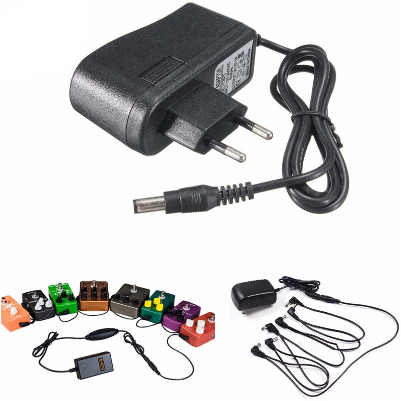 Adaptor Pedal Efek Gitar Distorsi 1A 5mm Gitar Elektrik Musik - Hitam