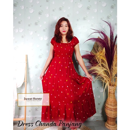 Sweet Honey ~ Dress Chanda Panjang Jumbo Kerut Rayon Bali LD 120cm Dress Maxi