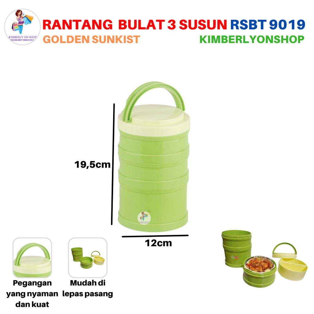 Rantang Golden Sunkist 3 Susun Bulat RSBT 9019