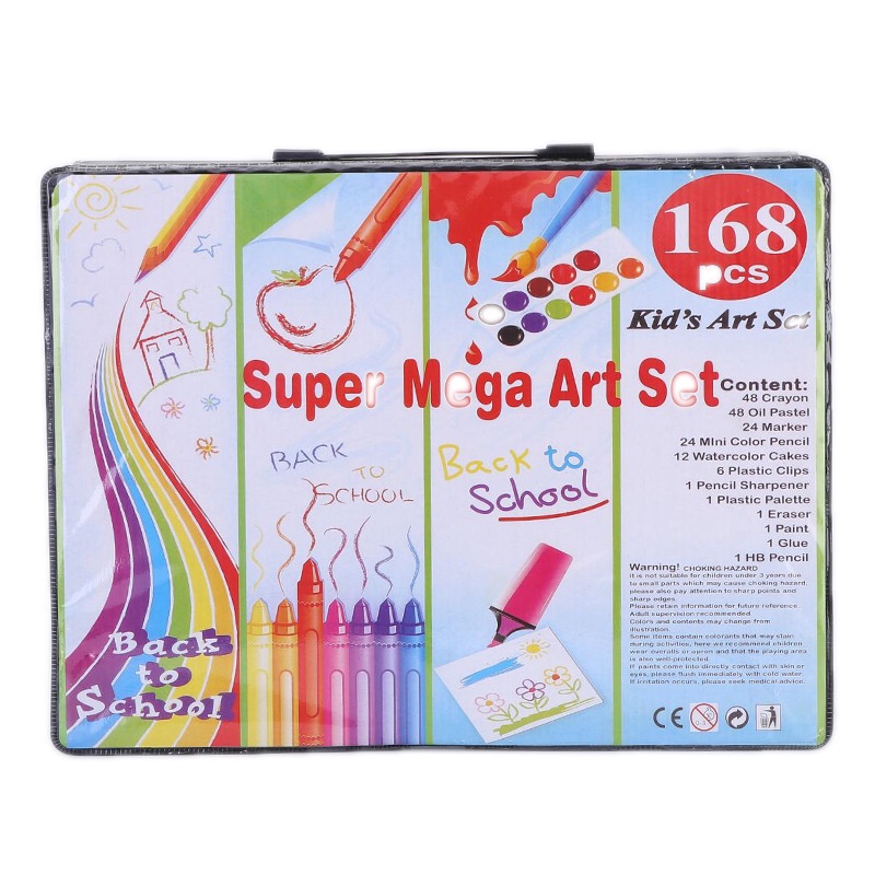 HZ Crayon Set 168pcs / Krayon Mewarnai Anak 168pcs / Pensil Warna Set 168pcs