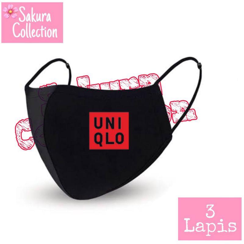 Masker Uniqlo Kain 3ply lapis - Scuba Anak Dewasa - Earloop