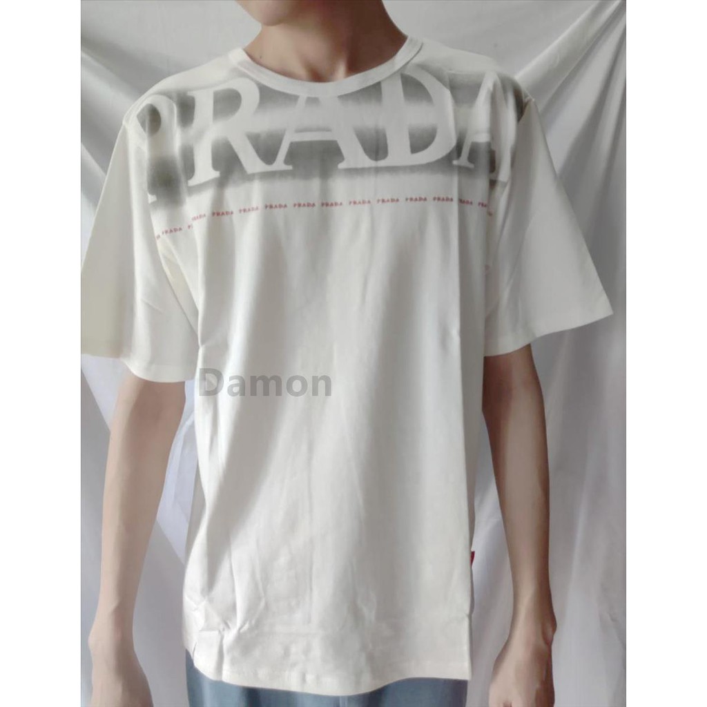 Kaos Putih Pria Prada / Tshirt Bapak Prada warna Putih / Kaus Putih Lengan pendek Pria Prada XL