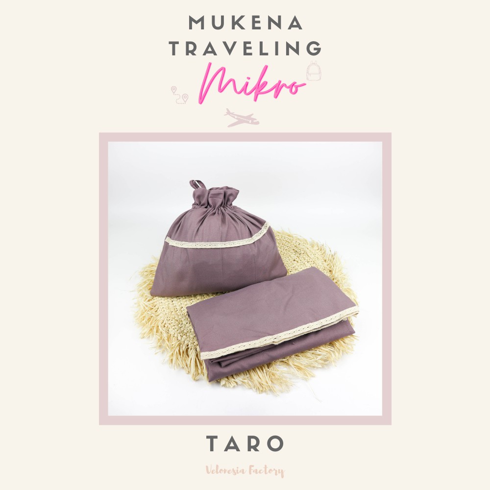 Mukena Travel Dewasa Bahan Katun Mikro Motif Polos Pinggiran Renda Mukena Mikro Dewasa
