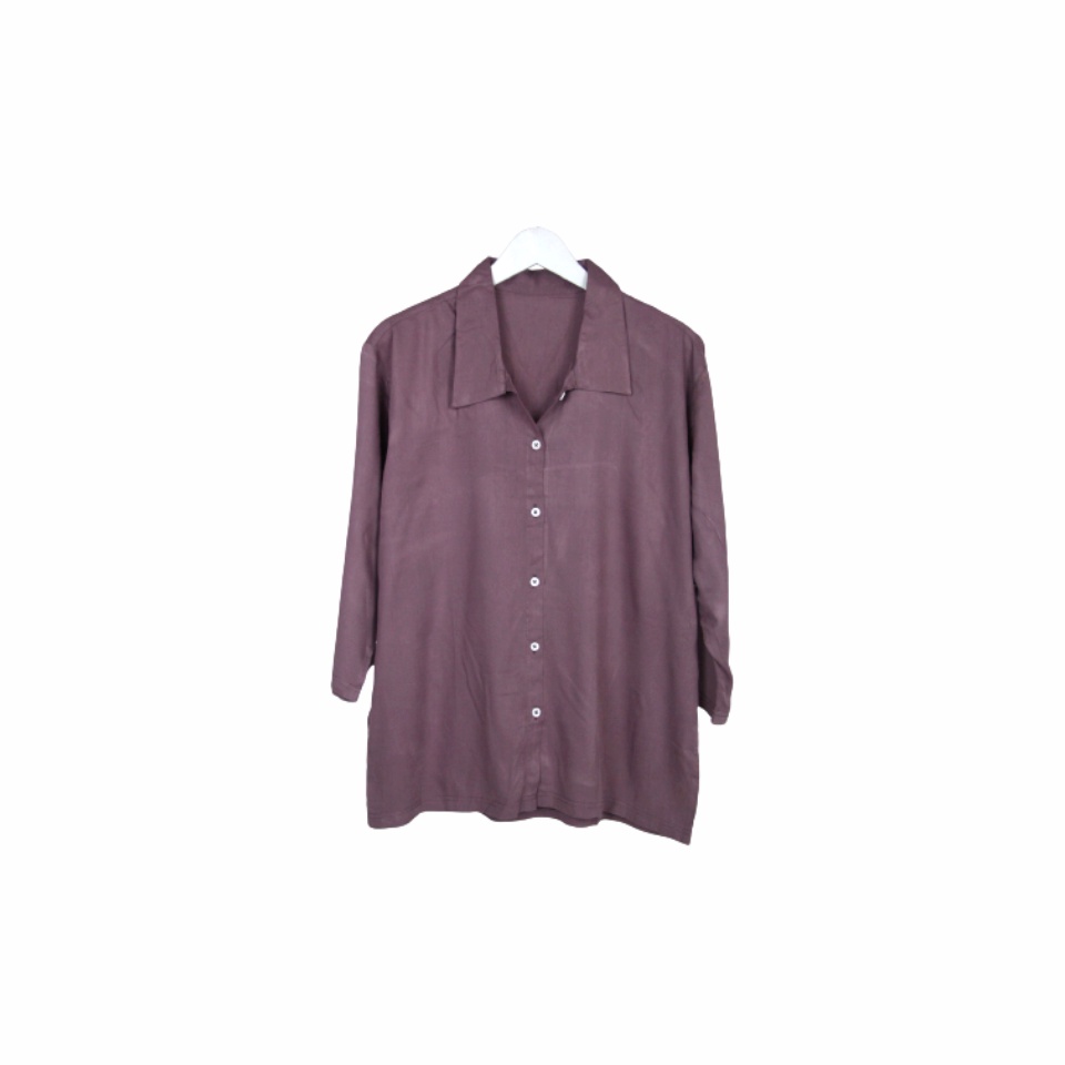 BLOUSE WANITA POLOS LENGAN PANJANG KATUN RAYON ORGANIK 7/8 ATASAN BLOUSE ALLSIZE-Blouse Purple