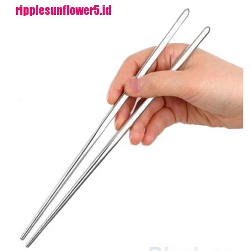 2 Pasang Sumpit Gaya China Bahan Stainless Steel Anti slip