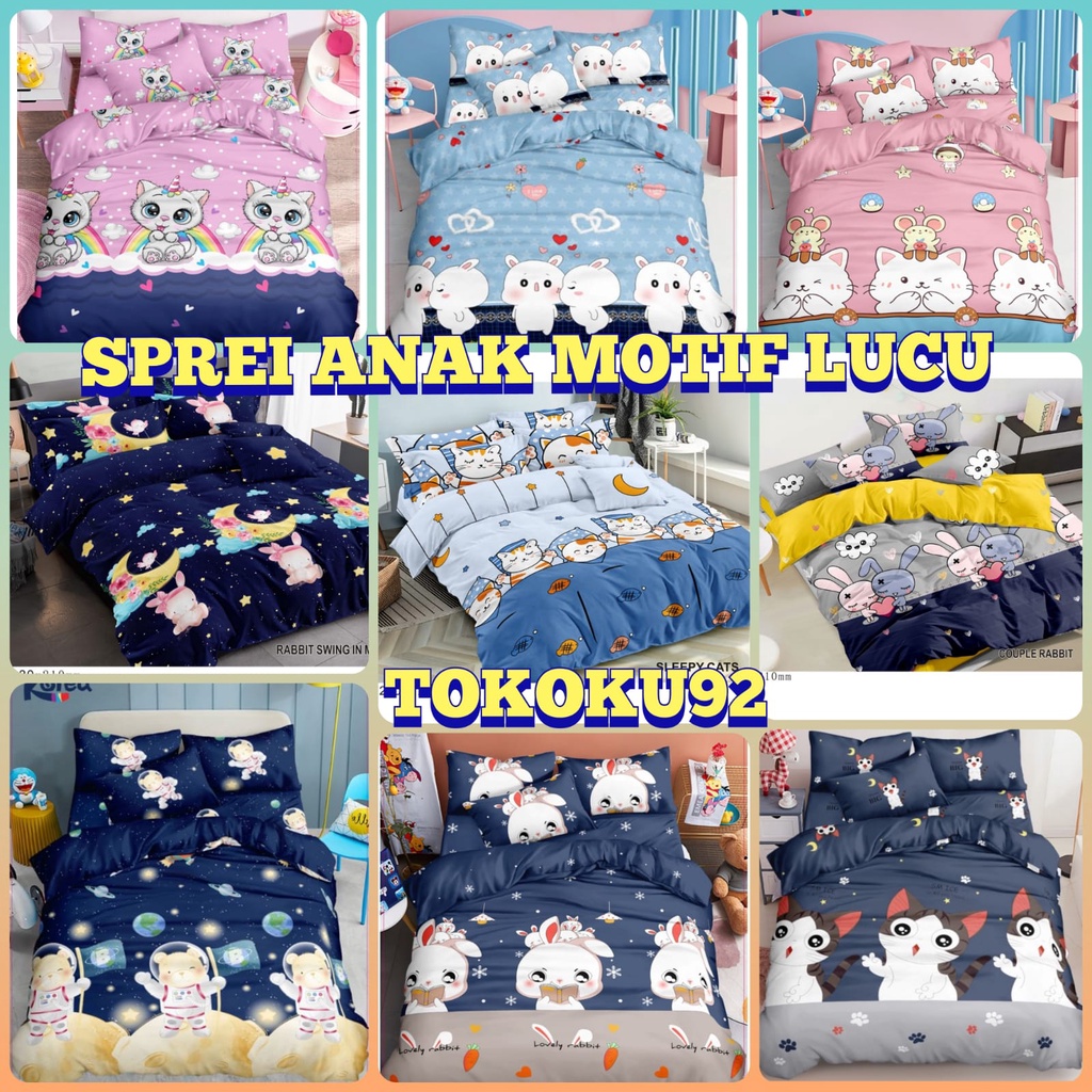 SPREI MOTIF KARAKTER 180x200 SPREI MOTIF KUCING LUCU // SPREI ANAK