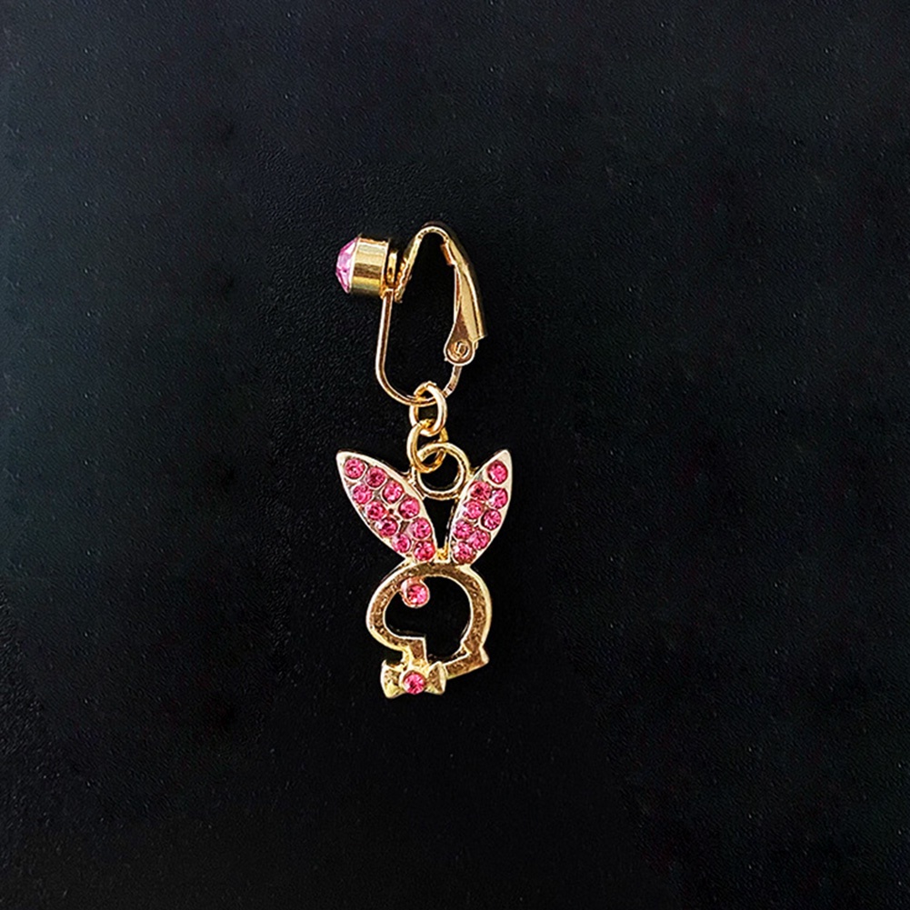 Butterfly Anting Tindik Perut / Pusar Model Kupu-Kupu Hias Zircon Pink Sexy Untuk Wanita